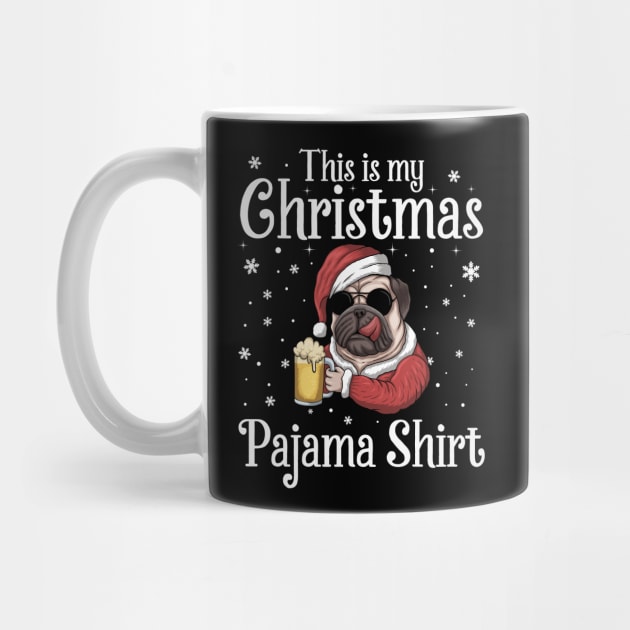 This Is My Christmas Pajama Shirt Beer Dog Santa Hat Christmas by DragonTees